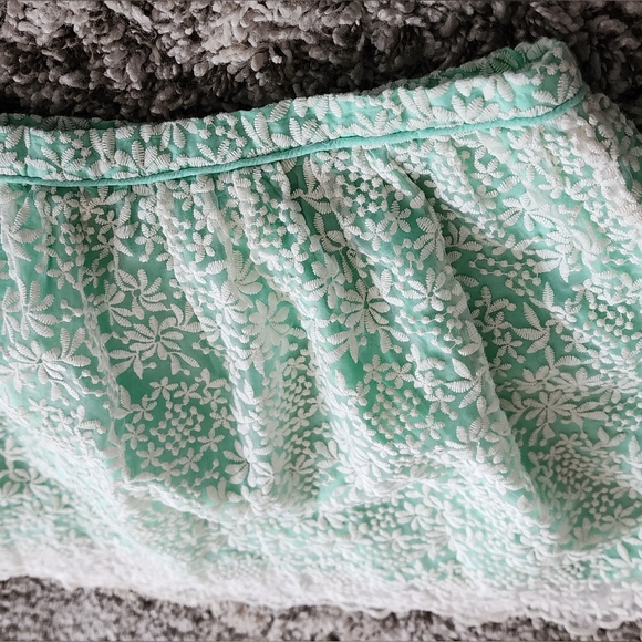 Zara Skirt | Zara Basic Mint Floral Print A-line Skirt - Picture 7 of 10